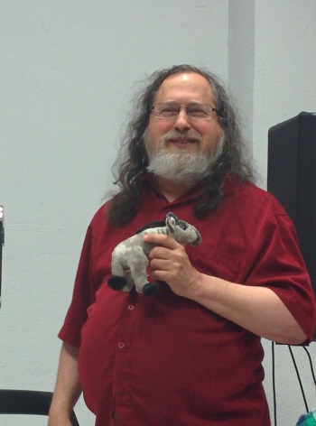 Richard Stallman en una visita a Madrid en el 2.016